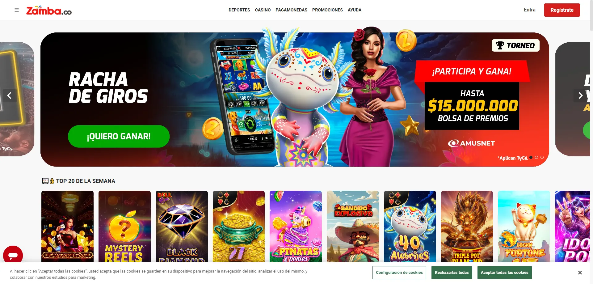 Zamba Casino plataforma online regulada por Coljuegos en Colombia