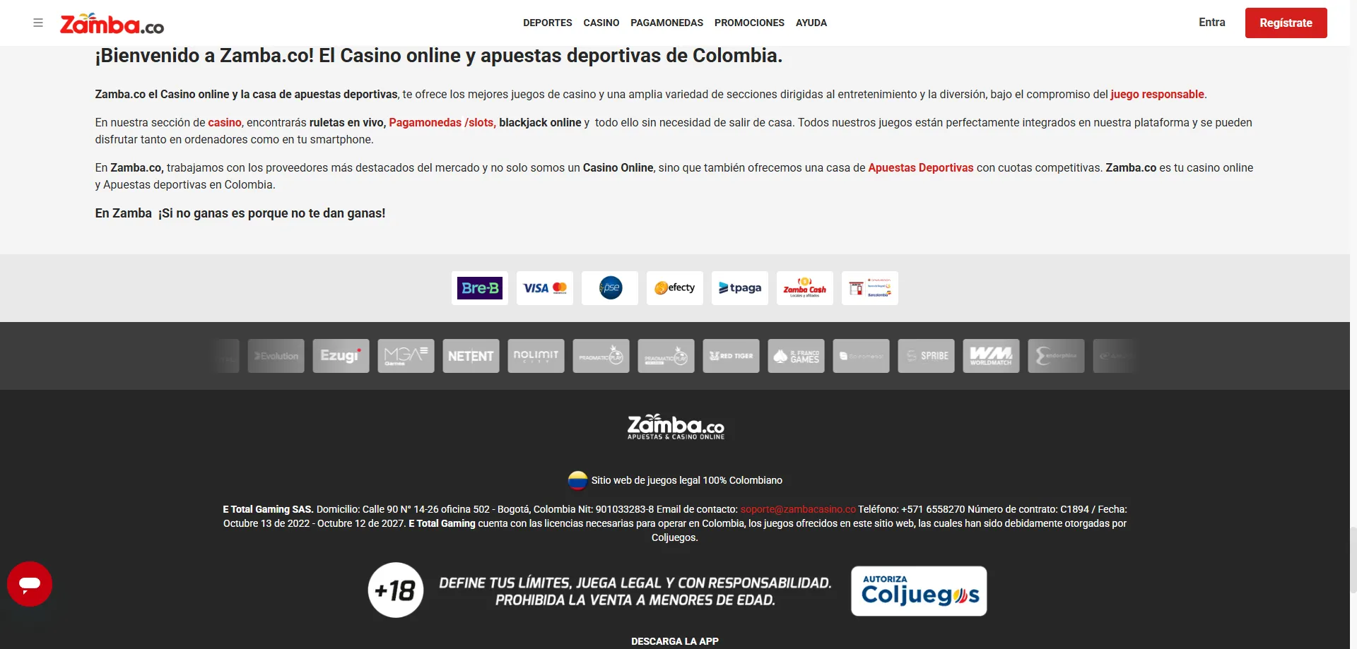 Métodos de pago en Zamba Casino Colombia — depósito y retiro rápidos