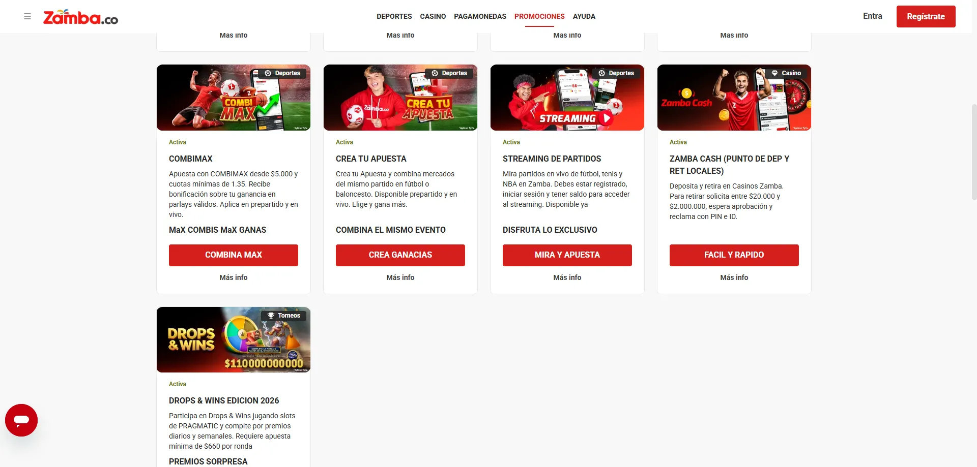 Bono de bienvenida en Zamba Casino Colombia — depósito y freebets